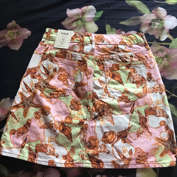 NWT River Island beach print denim Skirt - Picture 2 of 2